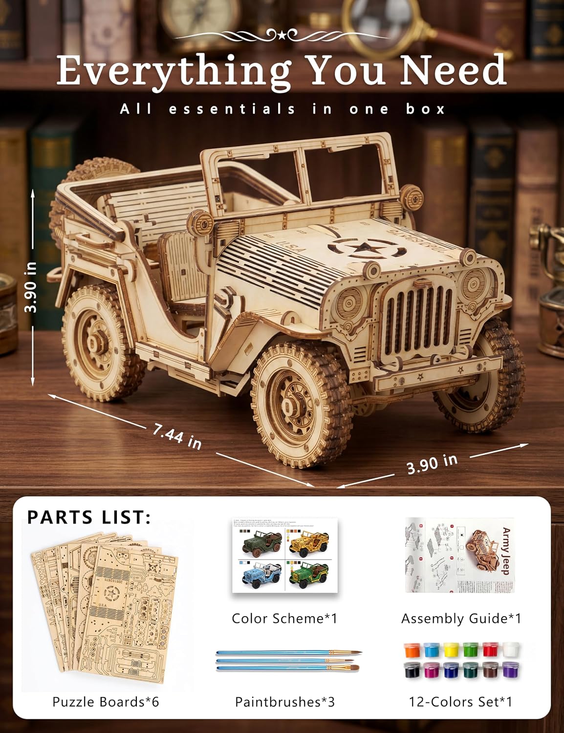 Rompecabezas de madera 3D para adultos, kit de modelo de coche