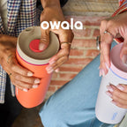 Owala SmoothSip Slider - Vaso de café de acero inoxidable con aislamiento, taza de café helado reutilizable, taza de viaje para café caliente, sin BPA, 12 onzas, Crochet Queen