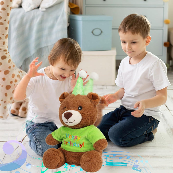 Cuteoy Oso de peluche musical de feliz cumpleaños, juguete de peluc...