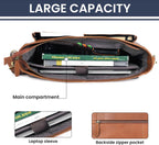 LEATHER VILLAGE Bolso Mensajero de Cuero Vintage–Morral Hecho a Mano de 15.5" para Hombres y Mujeres– Bolso de Hombro para Oficina, Viajes y Uso Diario