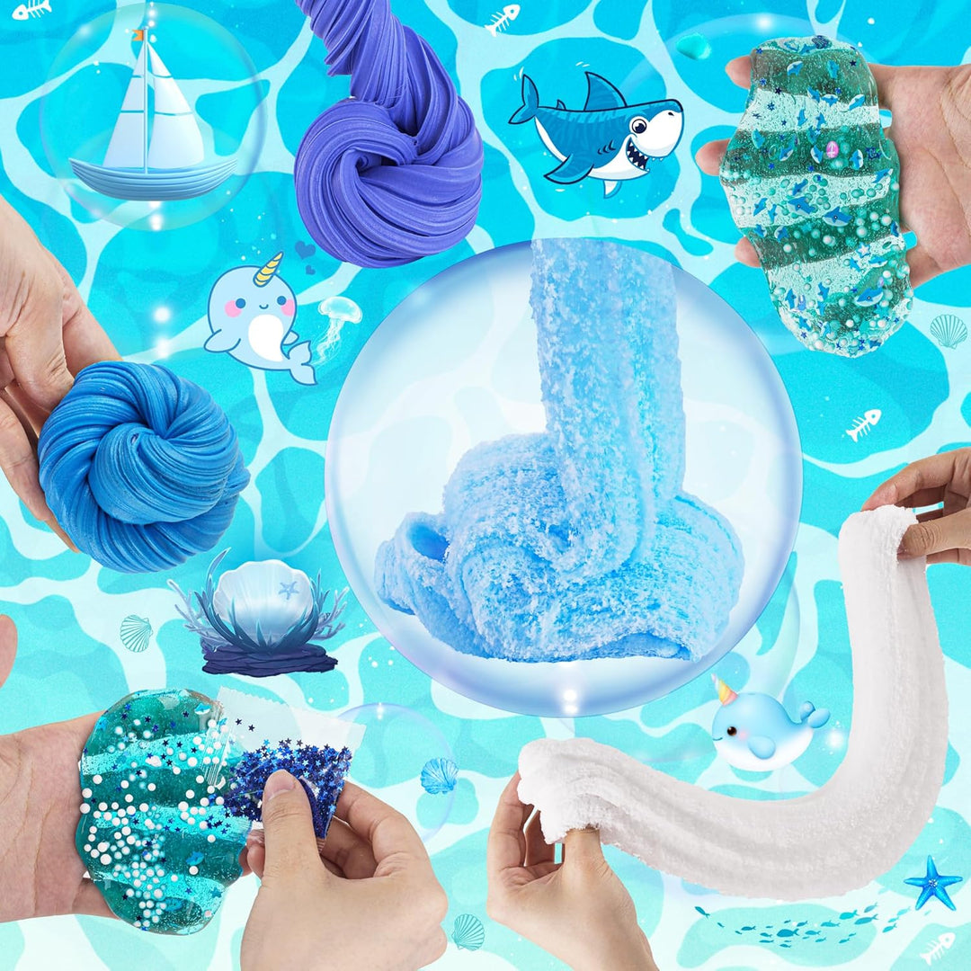 Paquete de 6 slimes, kit de slime azul, slime de nube de mantequill...