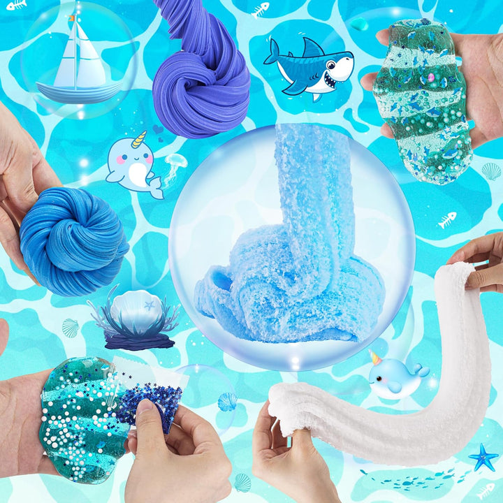 Paquete de 6 slimes, kit de slime azul, slime de nube de mantequill...