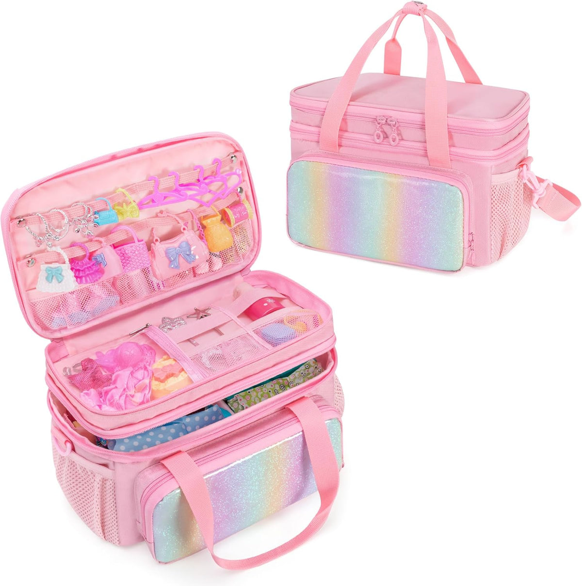 GRAOSO - Funda de transporte compatible con ropa de muñeca Barbie, Rosa