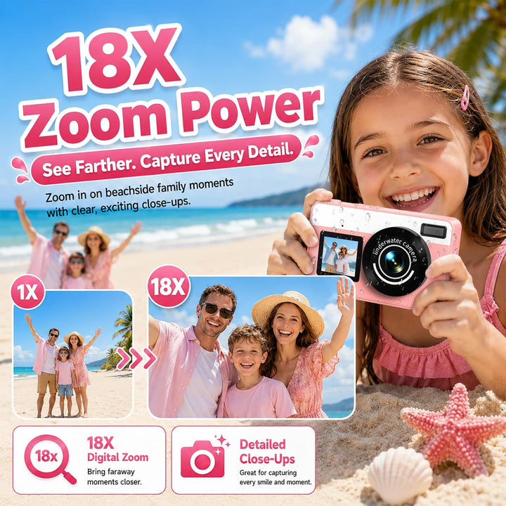 Maxmango Cámara digital submarina D70 4K - Cámara impermeable de 48...