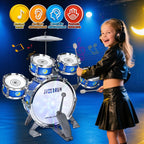 Kit de Batería para Niños pequeños para edades de 3-5 años Juguete musical con taburete para niños y niñas