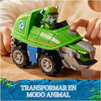 PAW Patrol Jungle Pups Vehículo Tortuga Mordedora de Rocky y Figura de Acción