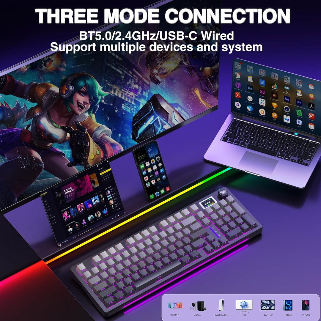 AULA Teclado mecánico inalámbrico S98 Pro con pantalla y perilla, 2...