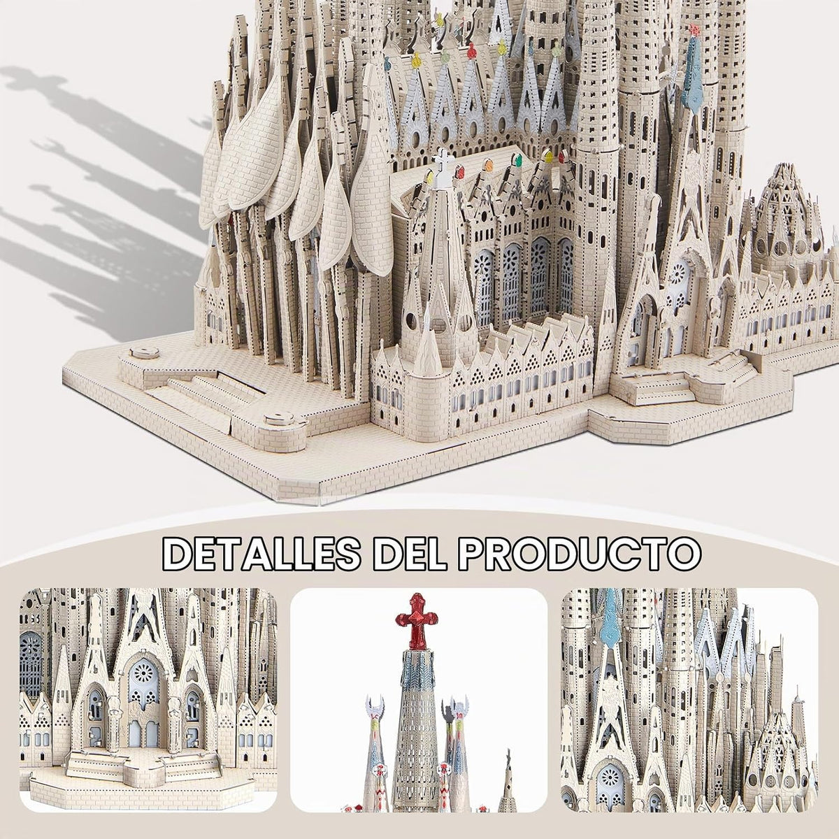 Piececool Rompecabezas de metal 3D para adultos y adolescentes, kit de modelo de metal de La Sagrada Familia, manualidades de bricolaje para adultos, catedral española, juego de construcción de arquitectura, 450 piezas