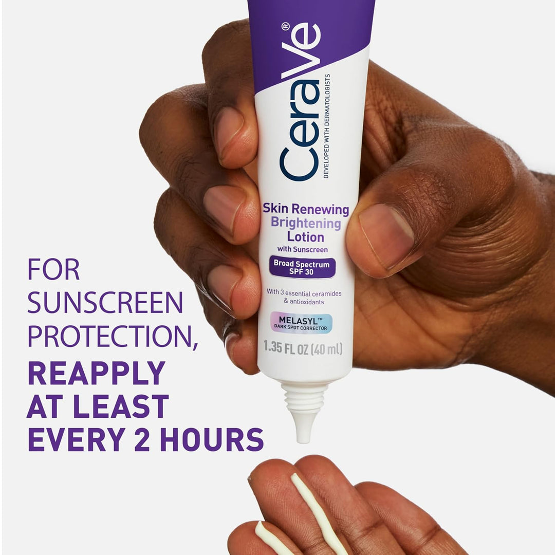 CeraVe Skin Renewing Loción iluminadora SPF 30, hidratante facial a...
