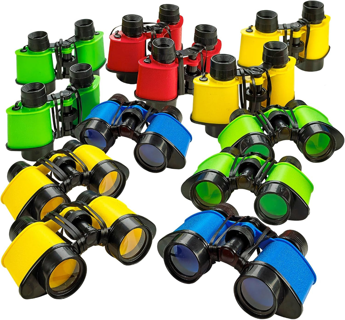 Playbees Binoculares de juguete para niños con correa para el cuello, paquete de 12 unidades, juego de binoculares para observación de aves y safari en la selva, juego de binoculares de simulación, regalos de exploradores y novedad de aprendizaje