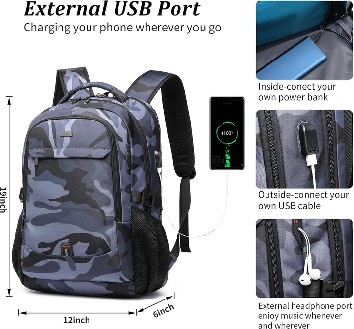 DUSLANG Mochila para portátil para viajes, resistente al agua, moch...