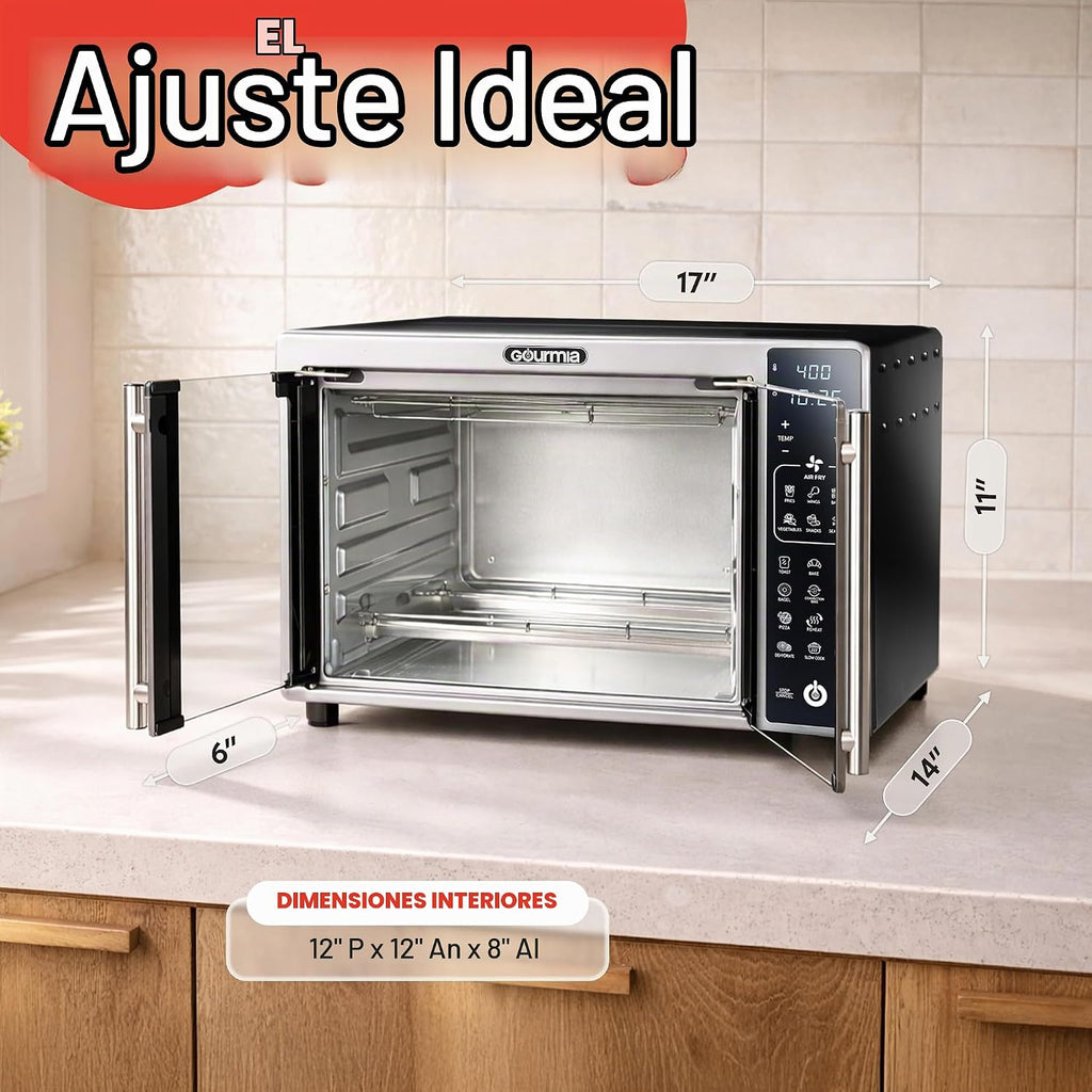 Gourmia Horno tostador - Capacidad de 6 rebanadas, pantalla digital, acero