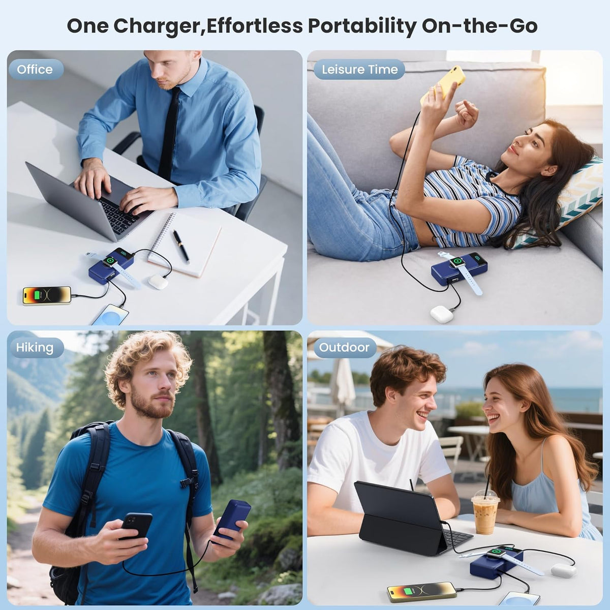 Cargador portátil 5 en 1 para iPhone, batería externa de 40800 mAh,...