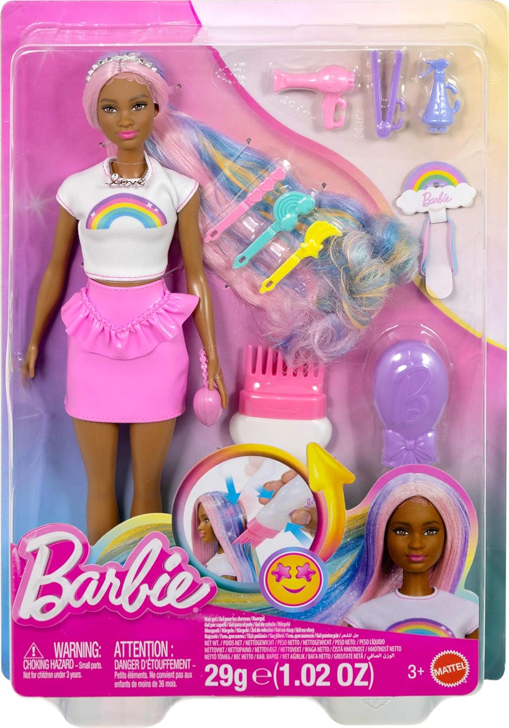 Barbie Rainbow Sparkle - Muñeca para el cabello, extra larga y colo...