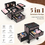 AROUS Estuche de maquillaje rodante con 3 cajones, estuche de cosme...
