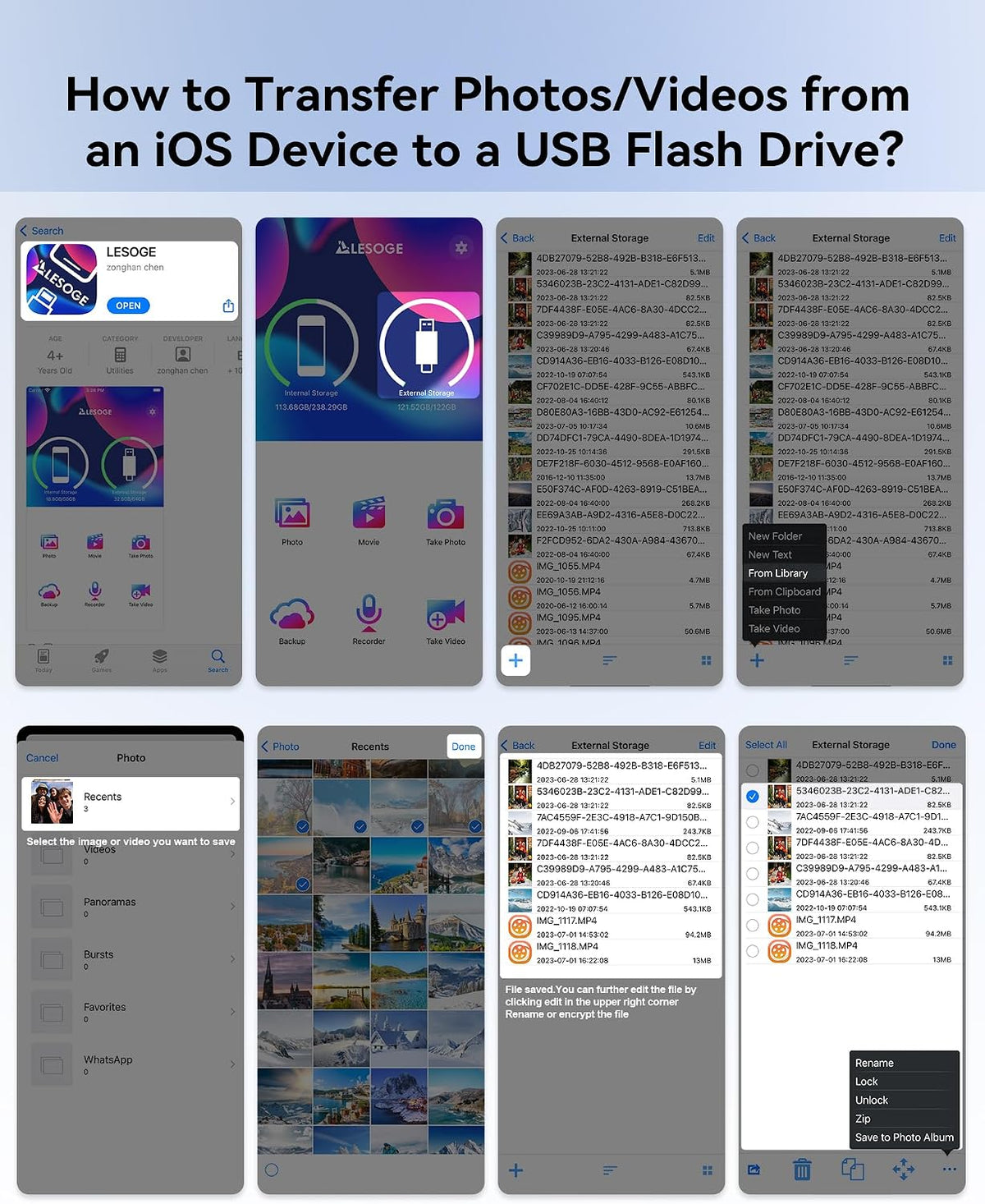 Unidad flash de 256 GB con certificación MFi para iPhone Photo Stic...