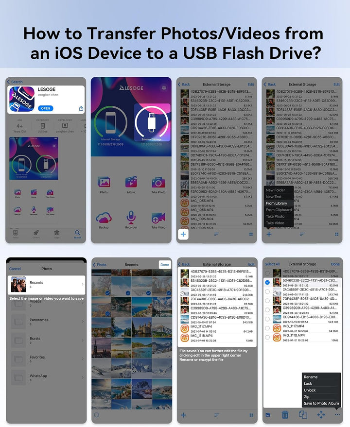 Unidad flash de 256 GB con certificación MFi para iPhone Photo Stic...