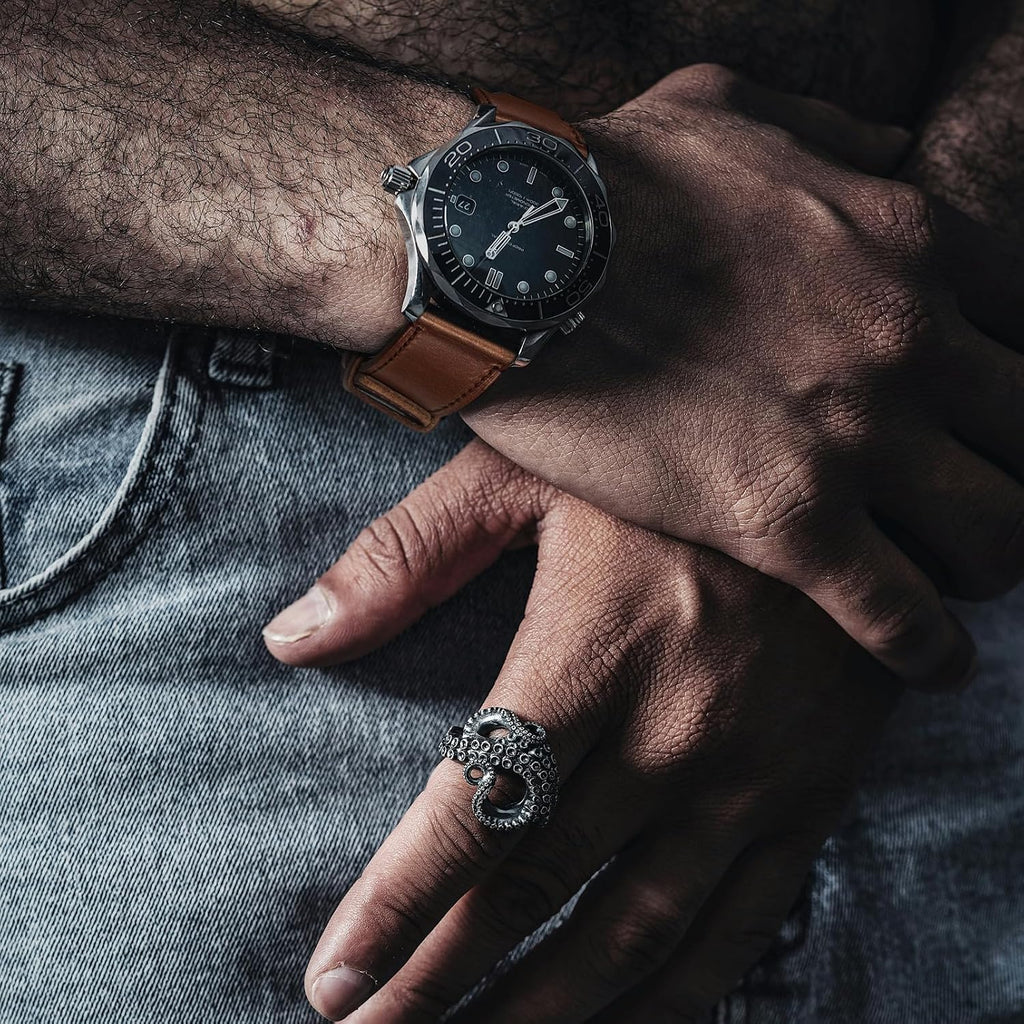 hemsut h Horween - Correas de reloj de cuero para hombre, correa de cuero de liberación rápida para reloj, envoltura de repuesto de 0.71 pulgadas, 0.78 pulgadas, 0.86 pulgadas