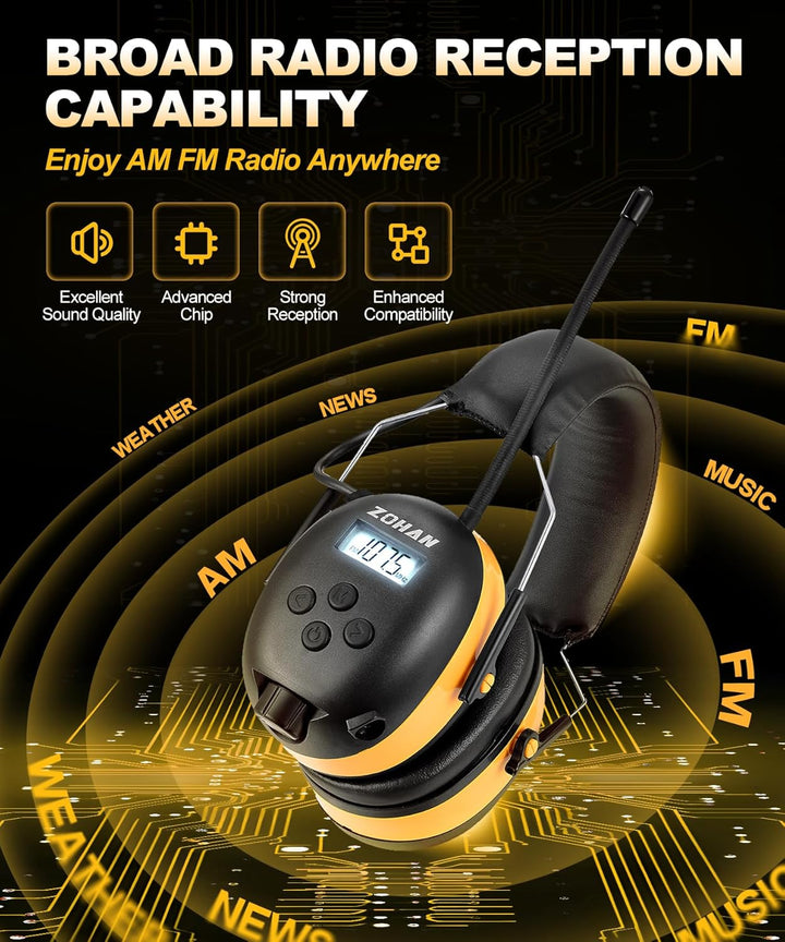 ZOHAN AM\/FM Radio Headphone with Digital Display,Ear Protection No...