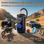 OlarHike Inflador de neumáticos Portátil Compresor de aire, Alimentación Dual - 3*2000mAh y 12V DC