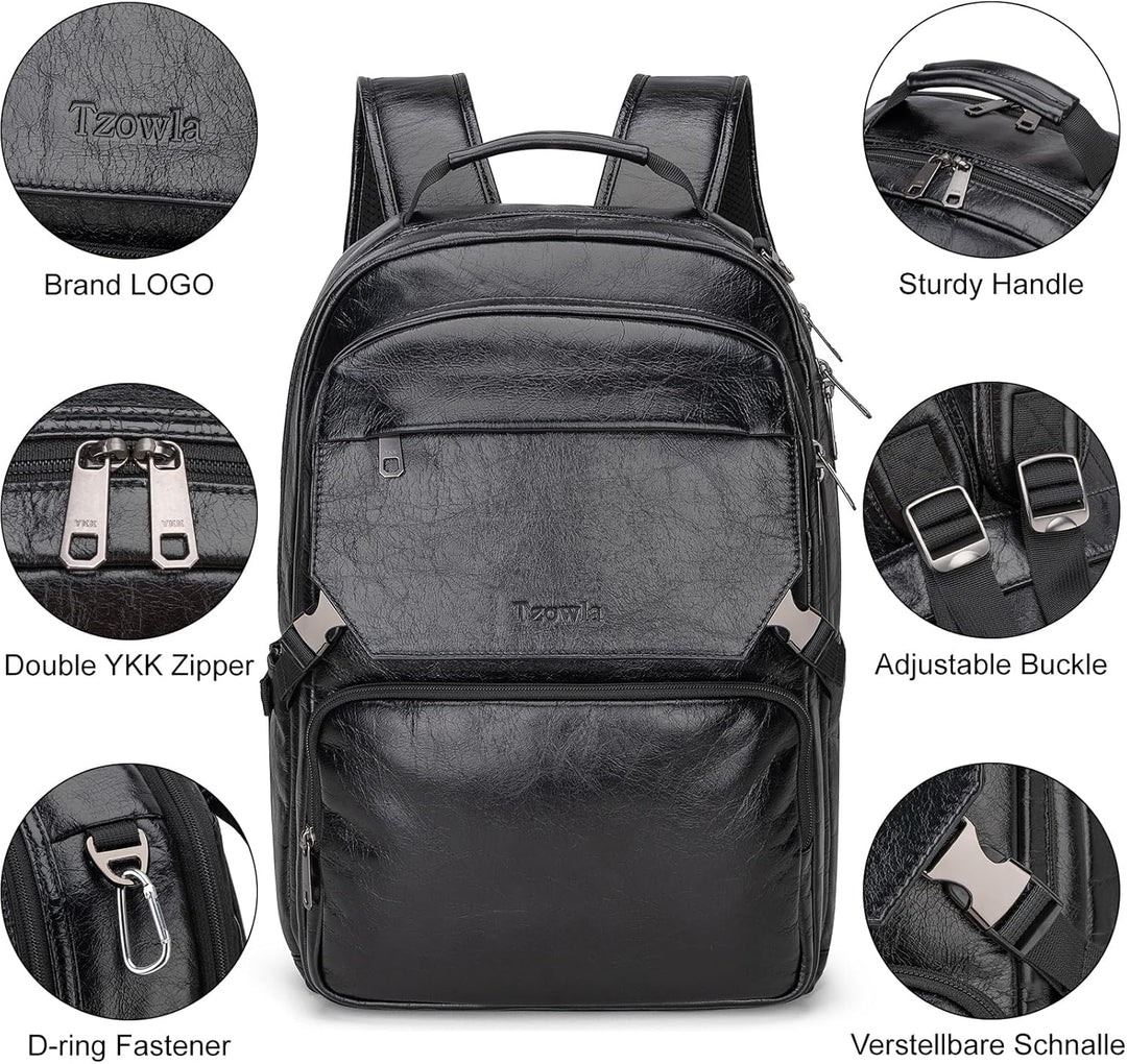 Tzowla Mochila de cuero para laptop, bolsa para hombres y mujeres,...