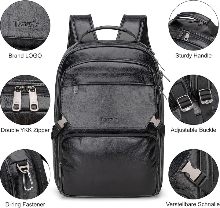 Tzowla Mochila de cuero para laptop, bolsa para hombres y mujeres,...