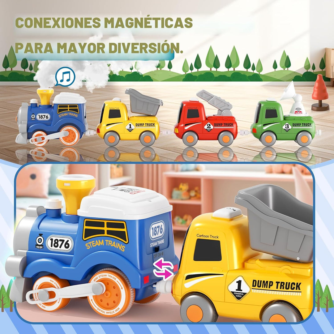 Juego de Tren MORECOLL para Niños Pequeños con Vapor, Música y Luce...