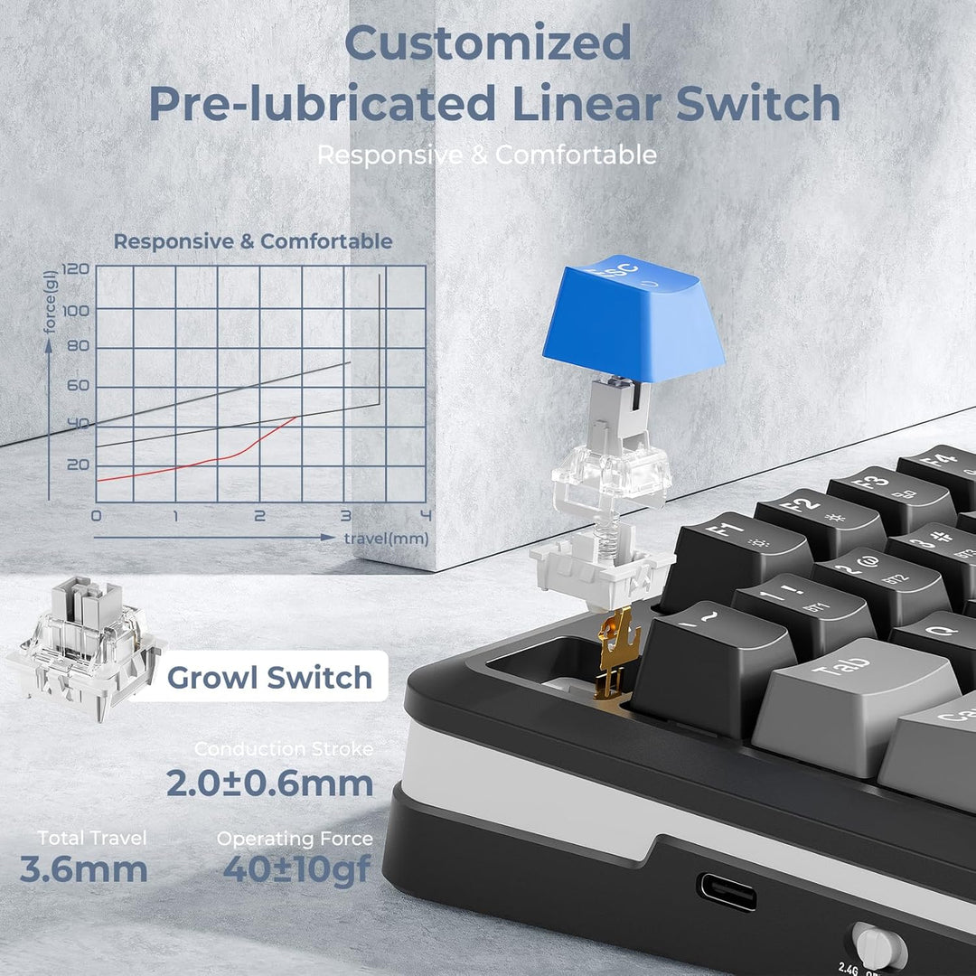Redragon Teclado mecánico inalámbrico K681, teclado RGB para juegos...