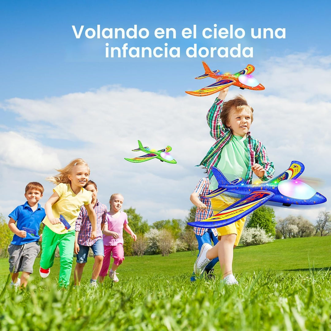 Wesfuner Paquete de 4 Juguetes Lanzadores de Aviones, 2 Modos de Vu...