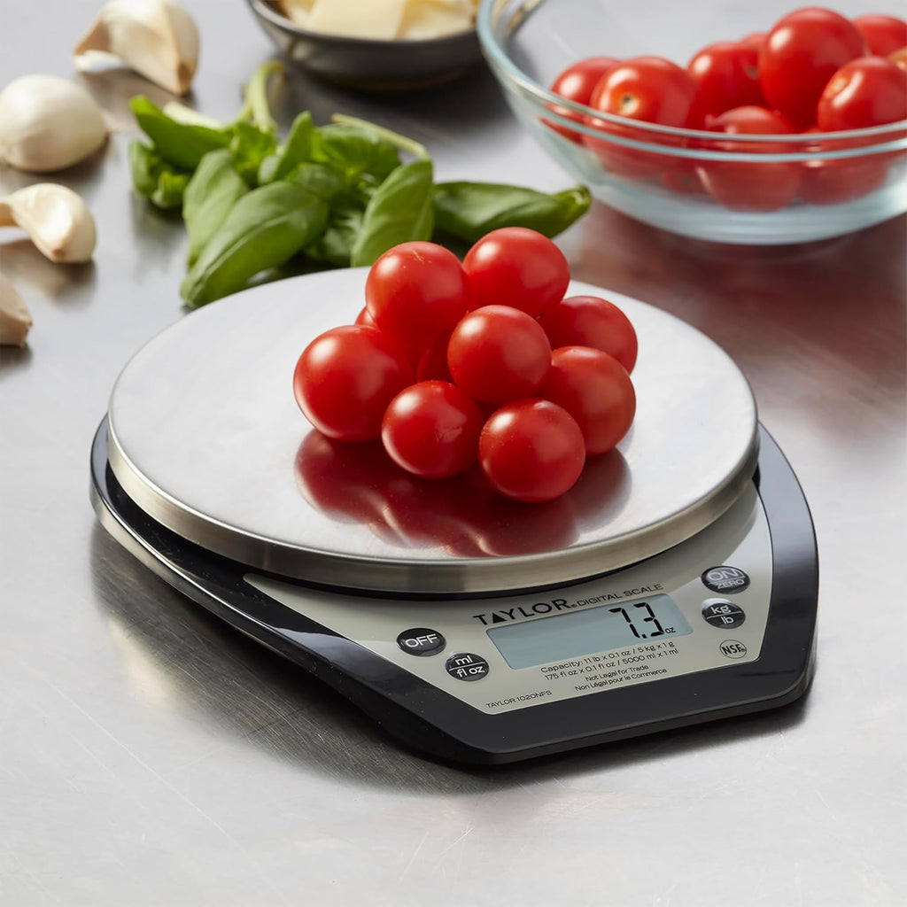 Taylor Báscula digital de cocina con parte superior de acero inoxidable