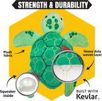 Bite Force Juguete de tortuga para perros masticadores agresivos, juguete duradero reforzado con Kevlar SqueakyTurtle con capa tejida resistente, juguete masticable resistente para perros pequeños y