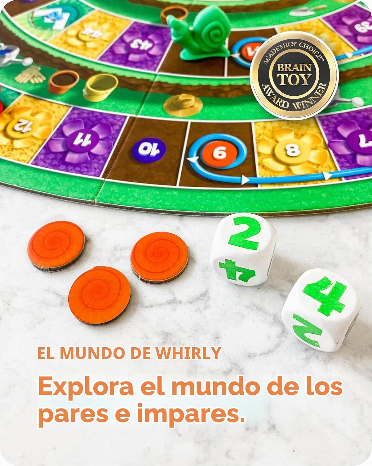 SimplyFun Mundo de Whirly - Juego de mesa educativo para niños - Juego matemático para enseñar el concepto de pares e impares - 2-6 jugadores, a partir de 6 años
