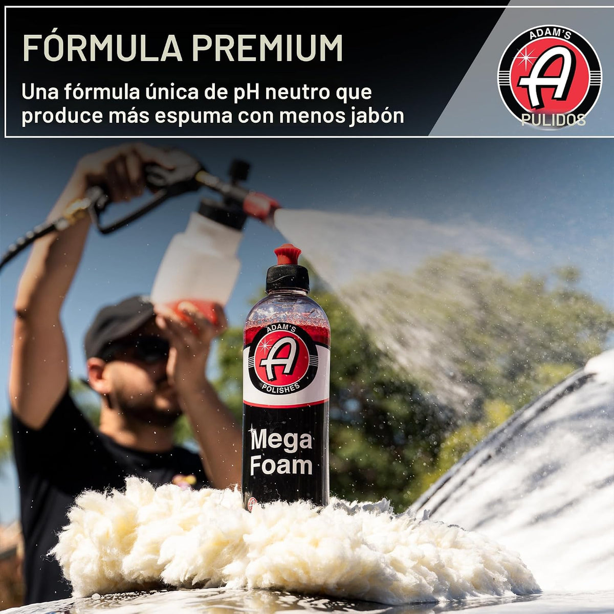 Adam's Mega Foam (5 galones) – pH neutro, ultra concentrada para cañón de espuma, pistola de pulverización de espuma o cubeta – Seguro para cera, selladores y revestimiento cerámico – Limpiador de