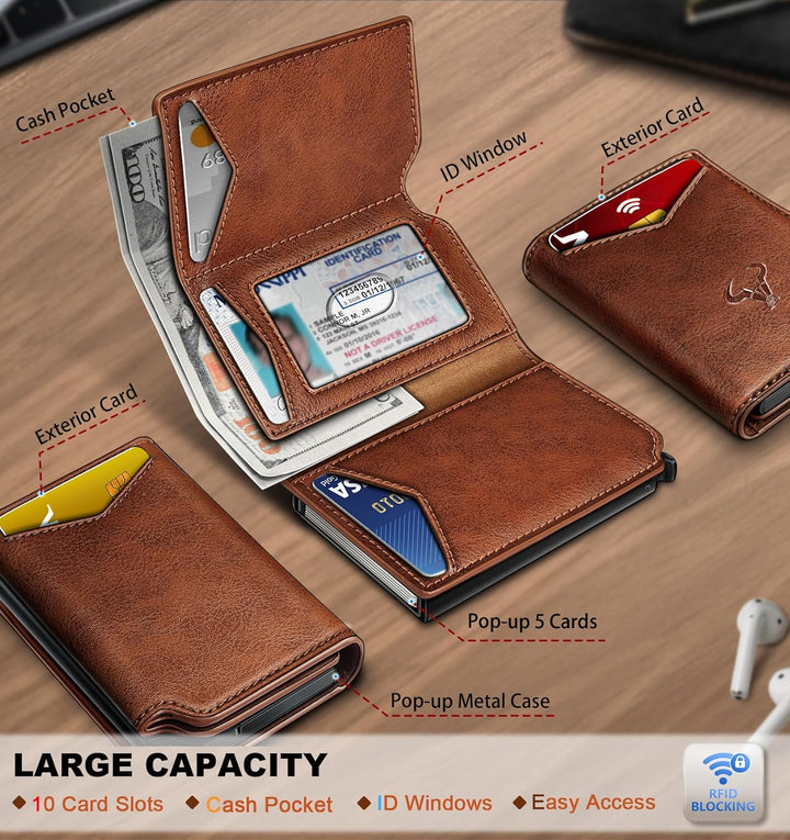 BULLIANT Cartera para Hombre Cartera de Cuero Portadores de Tarjeta...