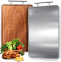 Tablas de cortar de titanio para cocina, tabla de cortar de madera de ébano, tabla de cortar de metal de doble cara con asa y canal para jugos, ideas de electrodomésticos de cocina para carne y charcutería
