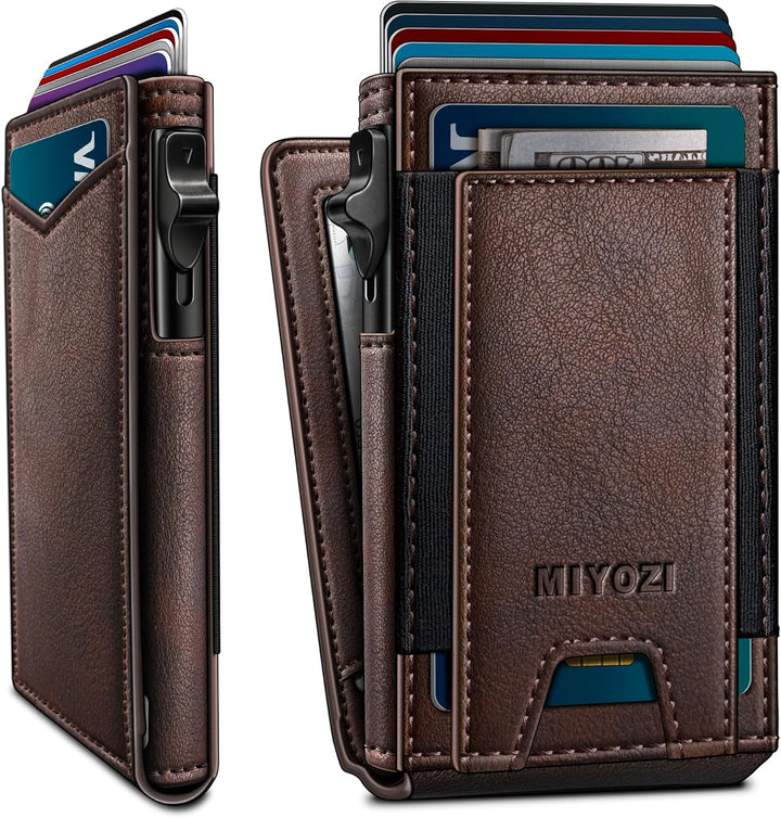 miyozi Cartera para hombre, tarjetero desplegable delgado, con bloq...