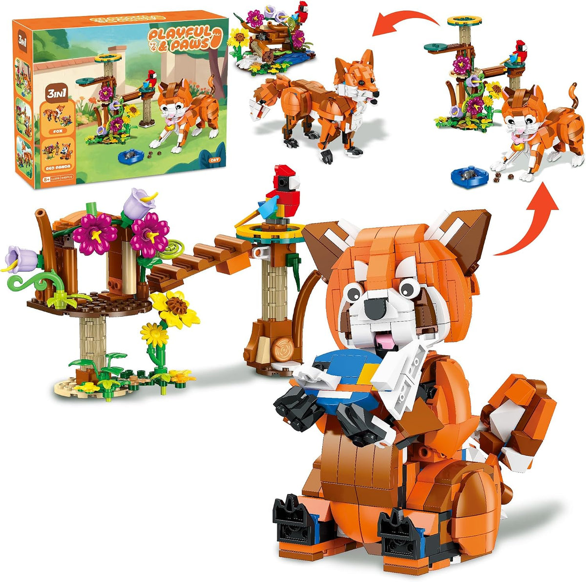 Juego de construcción de animales 3 en 1 para niños mayores de