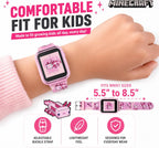 Minecraft - Reloj inteligente para niños, diseño de ajolote rosa, 10 caras de reloj, contador de pasos, cámara selfie, calculadora, juegos, grabadora de voz, alarma y temporizador, correas de silicona