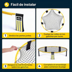 El juego de pelota de playa para exteriores incluye 3 bolas, red y bolsa de transporte, juego de red redonda para adultos, niños y familia, perfecto para playa, patio, césped, patio trasero y