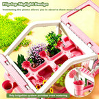Mini kit de cultivo de plantas de invernadero para niños con sistema de riego por goteo, casa de observación de plantas transparente, herramientas completas de jardinería, juguete educativo de