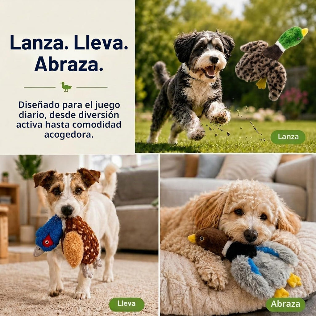 Juguetes de pato para perros sin relleno, paquete de 4 juguetes de peluche chirriantes para perros, juguetes para cachorros sin relleno para perros pequeños y medianos, juguetes suaves para
