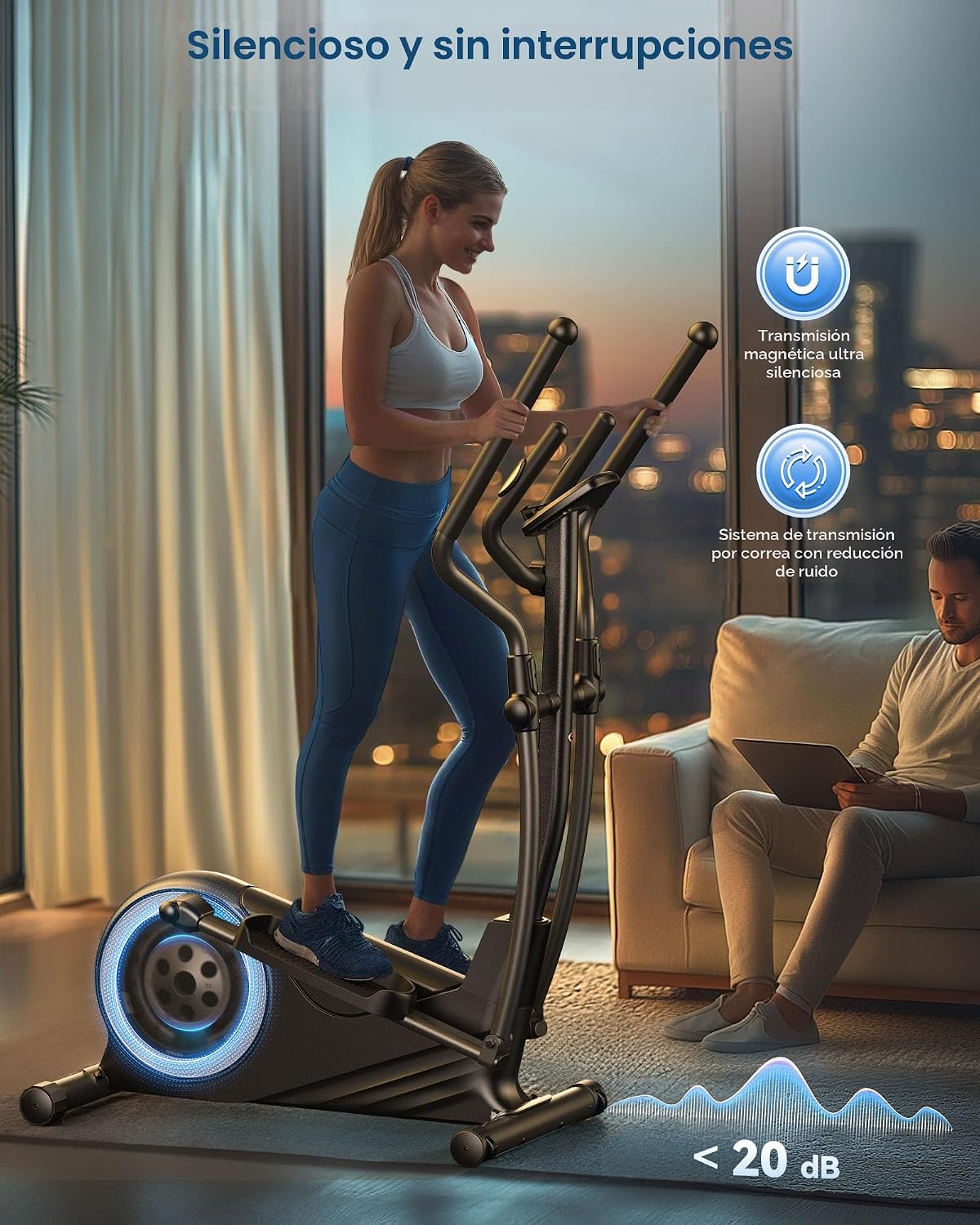 Niceday Máquina elíptica de ejercicios, máquina elíptica para el hogar, entrenador elíptico magnético con zancada de 15.5 a 19 pulgadas, 16 niveles de resistencia, capacidad de carga de 400 libras