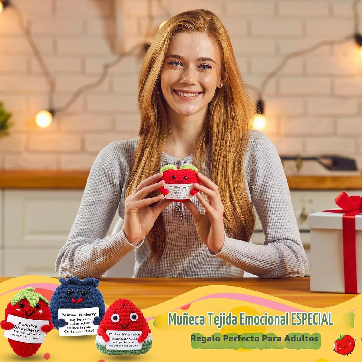 HunnmingRe Fruit Style - Muñeca de ganchillo (12 piezas) con tarjeta