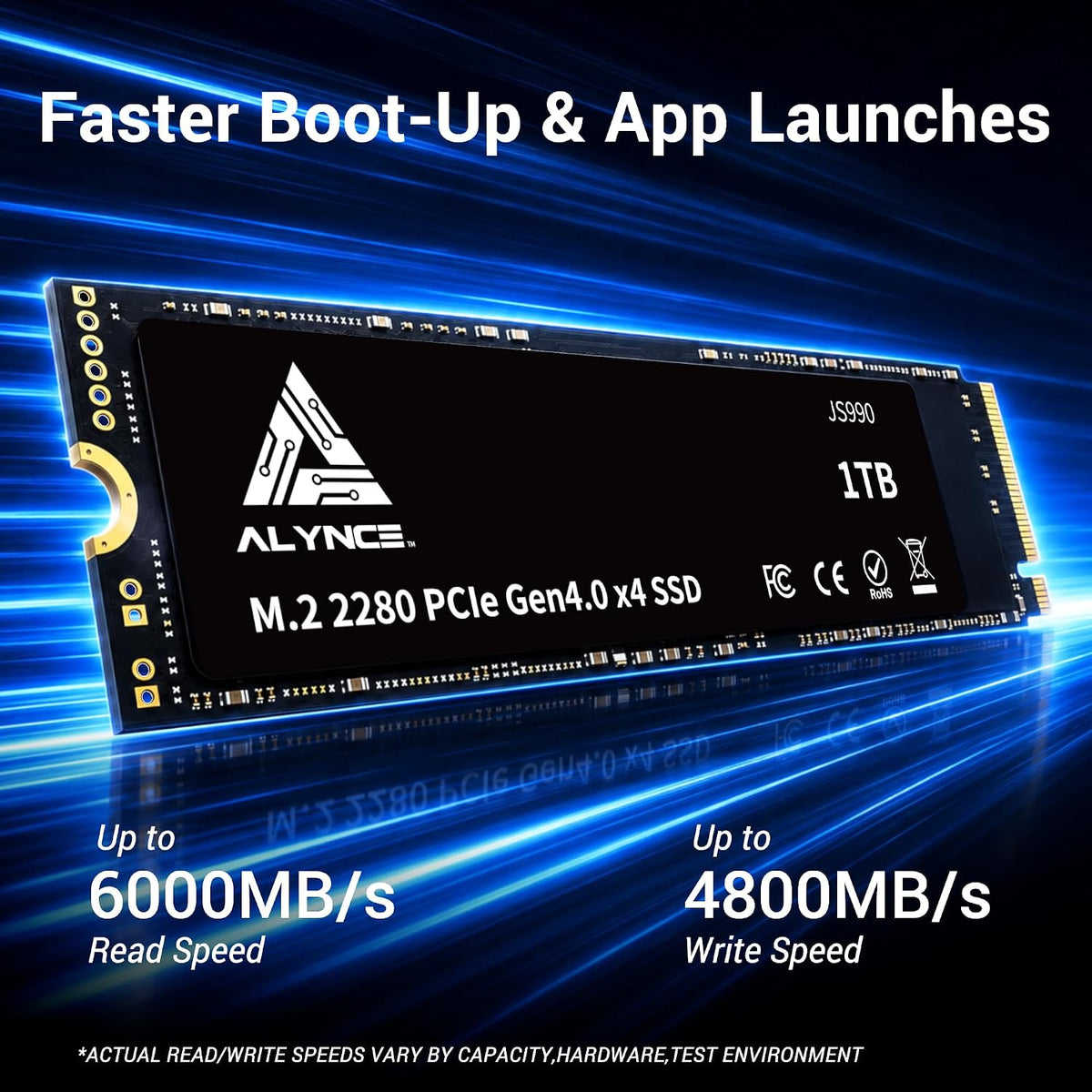 JS900 SSD de 1 TB PCIe Gen4 x4 NVMe M.2 2280, hasta 5000 MB/s