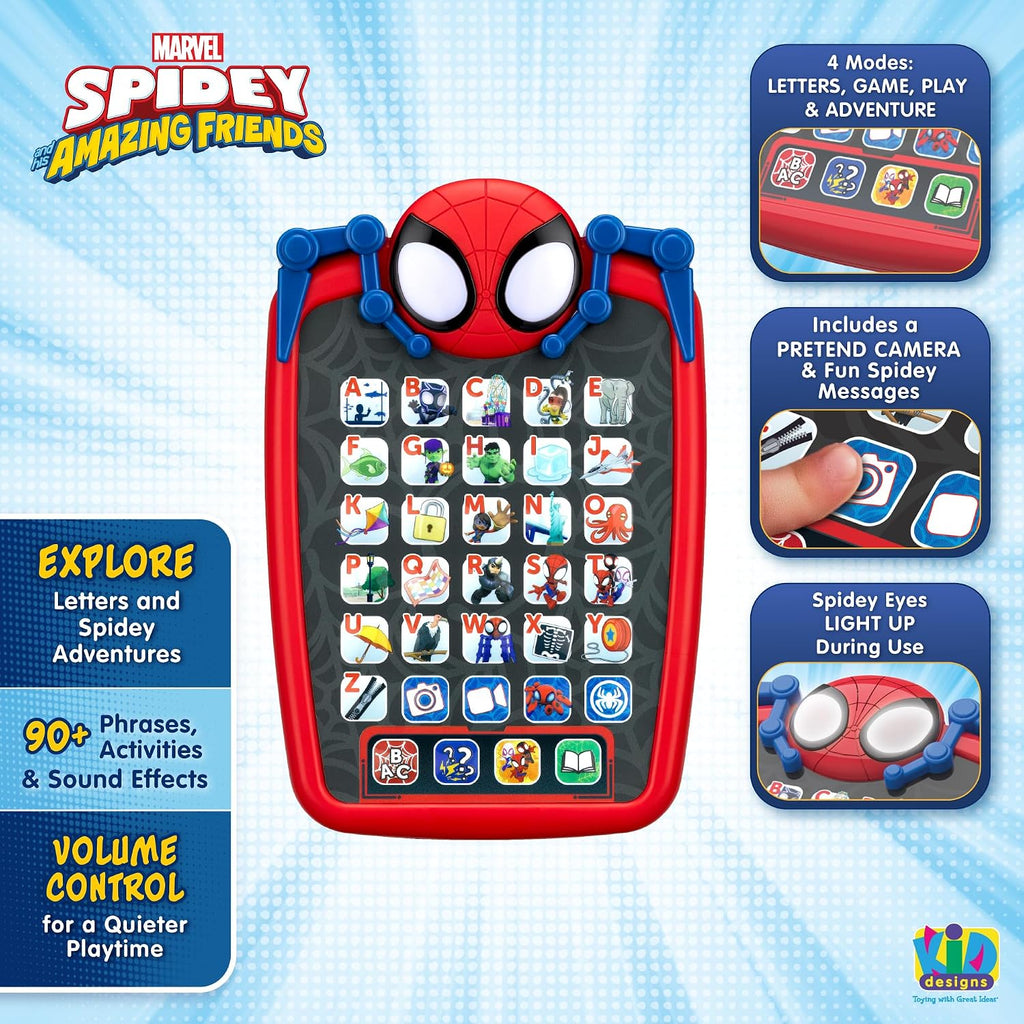 ekids Spidey and His Amazing Friends - Tableta infantil para preescolar, tableta con juegos educativos y aprendizaje ABC para niños de 3 años en adelante