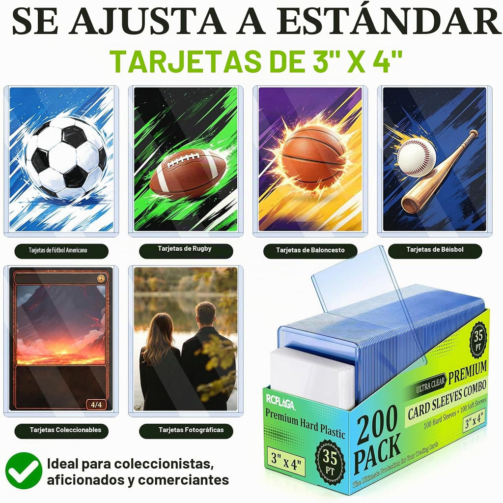 4000 Fundas Duras de Plástico D/ 3" x 4" RCPLAGA Porta-Tarjetas de Coleccionables, 35PT