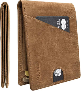 BAPOTH Billeteras de cuero genuino para hombre, billetera plegable...