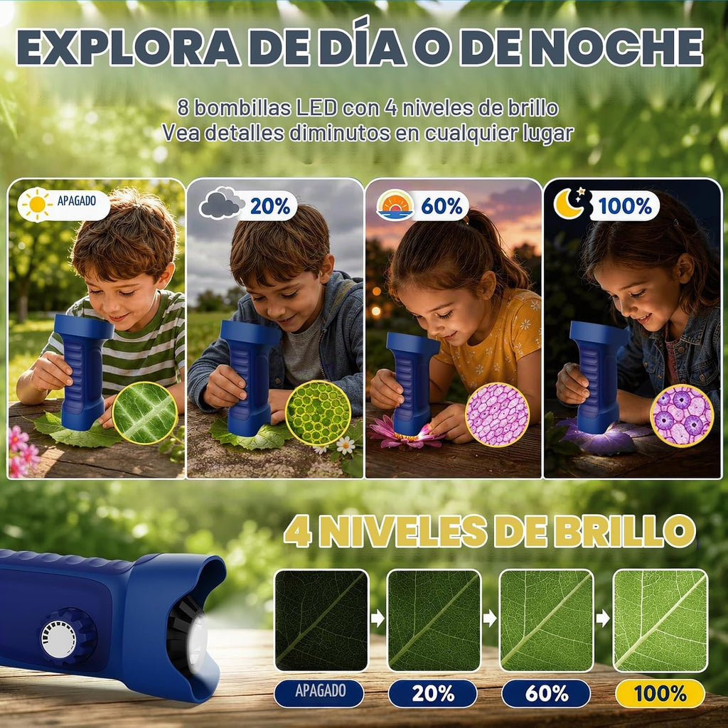 1000X Microscopio Digital Portátil para Niños: Explorador 4K Lupa Fotográfica