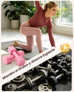 Juego de 2 mancuernas ajustables de 6 libras para mujeres en casa, ajuste rápido, con mango de goma suave de poliuretano termoplástico (TPU) para entrenamiento en casa, gimnasio, ejercicio
