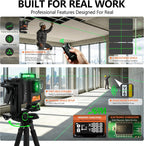 3x360° Nivel Láser Verde Autonivelante con Pantalla Digital